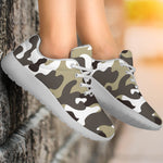 Brown And White Camouflage Print Sport Shoes GearFrost