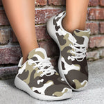 Brown And White Camouflage Print Sport Shoes GearFrost