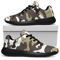 Brown And White Camouflage Print Walking Shoes