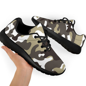 Brown And White Camouflage Print Sport Shoes GearFrost