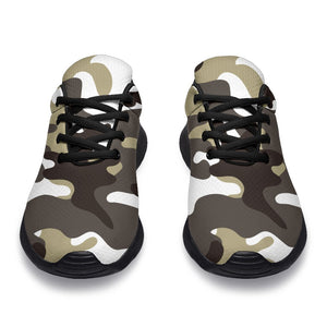 Brown And White Camouflage Print Sport Shoes GearFrost