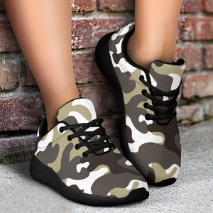 Brown And White Camouflage Print Sport Shoes GearFrost