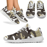 Brown And White Camouflage Print Sport Shoes GearFrost