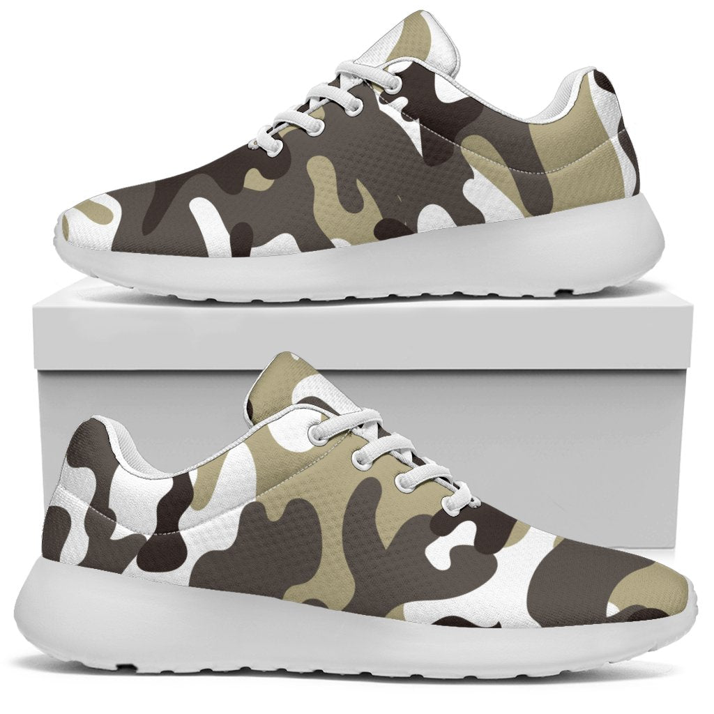 Brown And White Camouflage Print Sport Shoes GearFrost