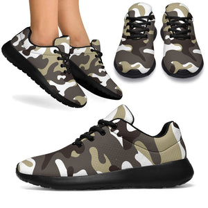 Brown And White Camouflage Print Sport Shoes GearFrost