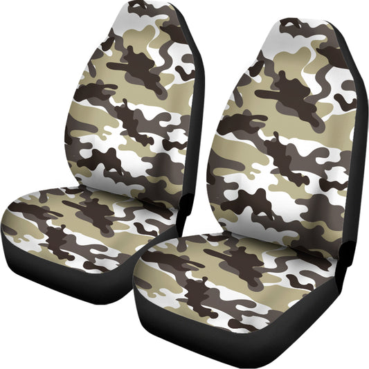 Brown And White Camouflage Print Universal Fit Car Seat Covers