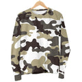 Brown And White Camouflage Print Women's Crewneck Sweatshirt