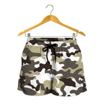 Brown And White Camouflage Print Women's Shorts