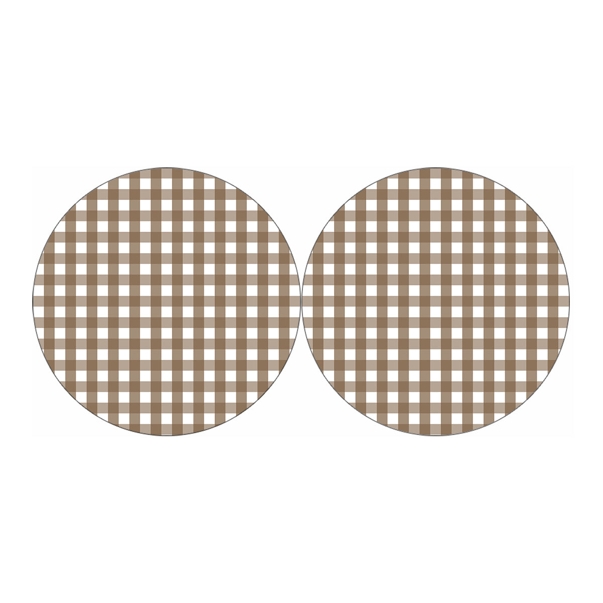 Brown And White Check Pattern Print Car Coasters