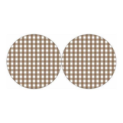 Brown And White Check Pattern Print Car Coasters