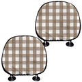 Brown And White Check Pattern Print Car Headrest Covers