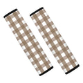Brown And White Check Pattern Print Car Seat Belt Covers
