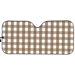 Brown And White Check Pattern Print Car Sun Shade