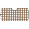 Brown And White Check Pattern Print Car Sun Shade