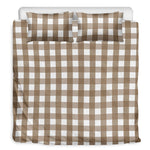 Brown And White Check Pattern Print Duvet Cover Bedding Set