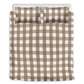 Brown And White Check Pattern Print Duvet Cover Bedding Set