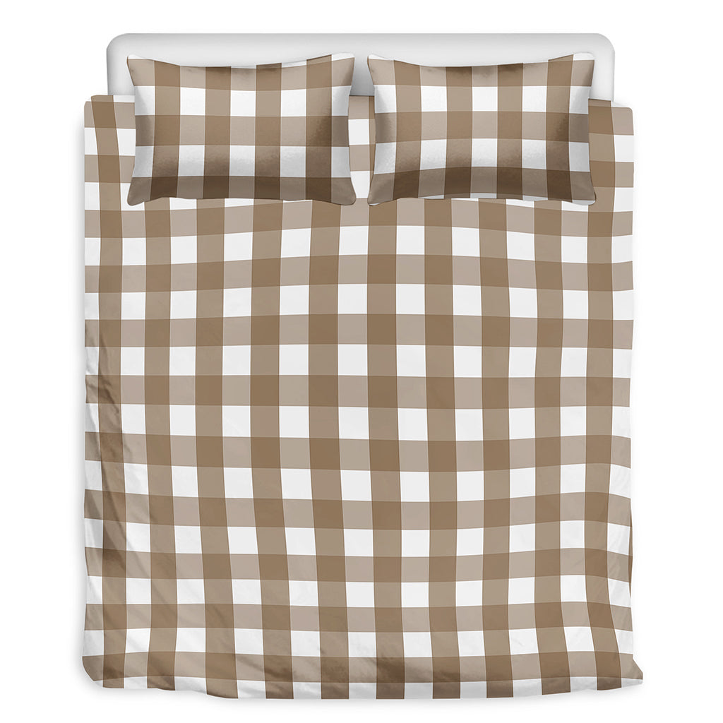 Brown And White Check Pattern Print Duvet Cover Bedding Set