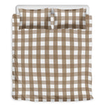 Brown And White Check Pattern Print Duvet Cover Bedding Set