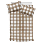 Brown And White Check Pattern Print Duvet Cover Bedding Set