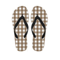 Brown And White Check Pattern Print Flip Flops