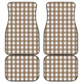 Brown And White Check Pattern Print Front and Back Car Floor Mats