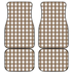 Brown And White Check Pattern Print Front and Back Car Floor Mats