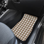 Brown And White Check Pattern Print Front and Back Car Floor Mats