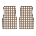 Brown And White Check Pattern Print Front Car Floor Mats