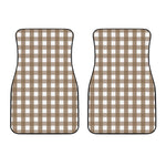 Brown And White Check Pattern Print Front Car Floor Mats