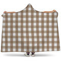 Brown And White Check Pattern Print Hooded Blanket