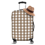 Brown And White Check Pattern Print Luggage Cover