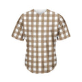 Brown And White Check Pattern Print Men's Baseball Jersey