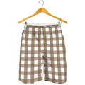 Brown And White Check Pattern Print Men's Shorts