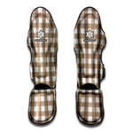 Brown And White Check Pattern Print Muay Thai Shin Guard