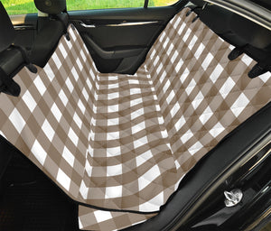 Brown And White Check Pattern Print Pet Car Back Seat Cover