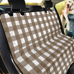 Brown And White Check Pattern Print Pet Car Back Seat Cover