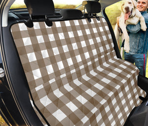 Brown And White Check Pattern Print Pet Car Back Seat Cover