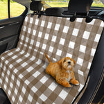 Brown And White Check Pattern Print Pet Car Back Seat Cover