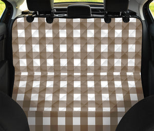 Brown And White Check Pattern Print Pet Car Back Seat Cover