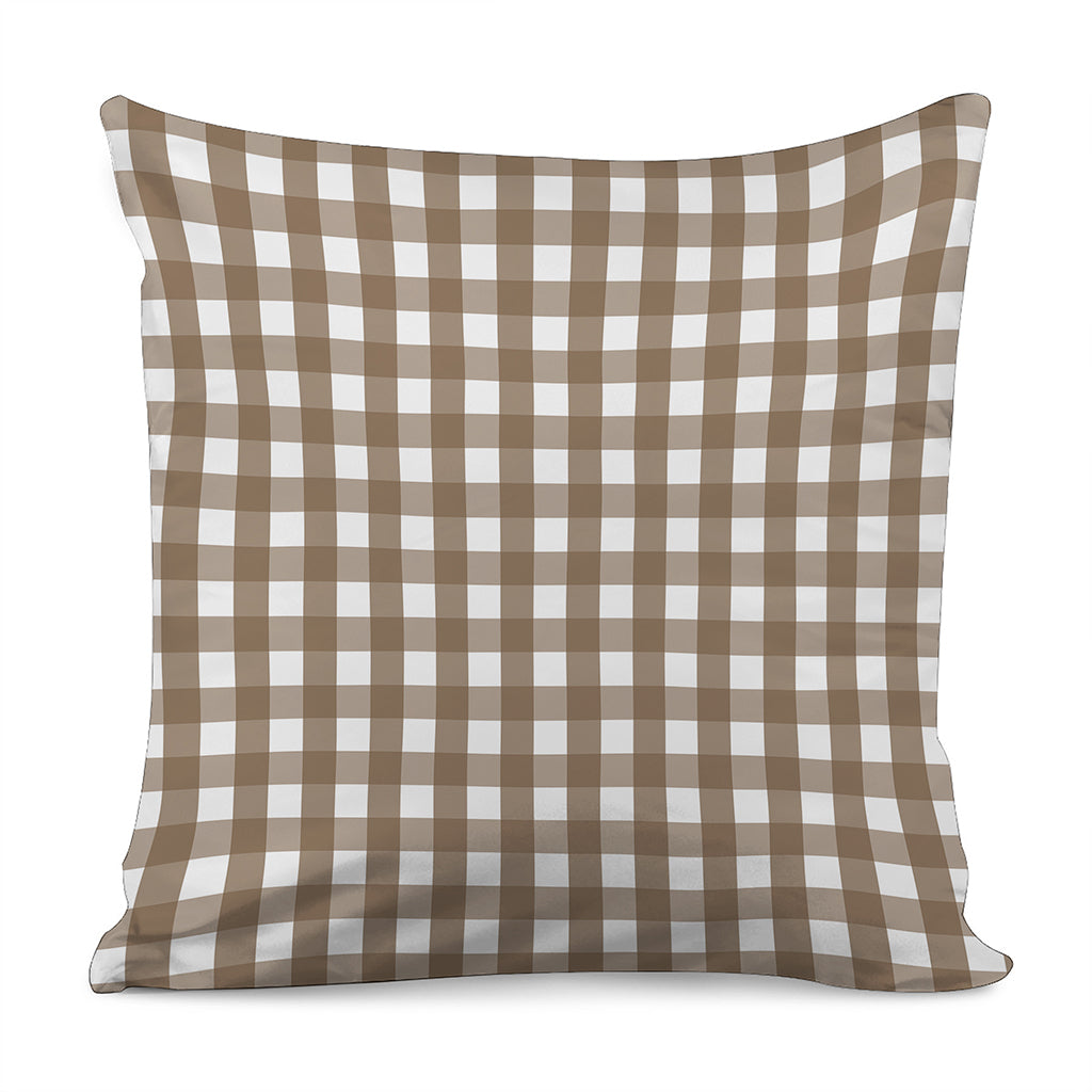 Brown And White Check Pattern Print Pillow Cover