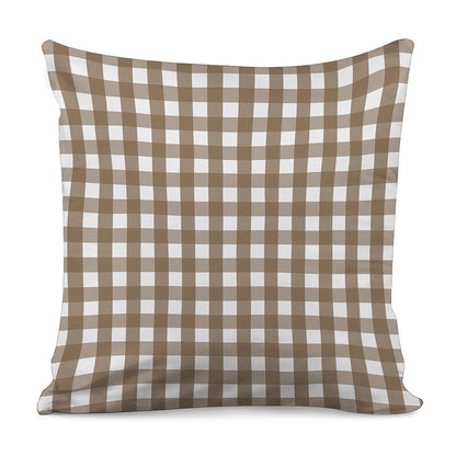 Brown And White Check Pattern Print Pillow Cover