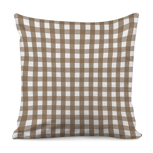 Brown And White Check Pattern Print Pillow Cover