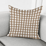 Brown And White Check Pattern Print Pillow Cover