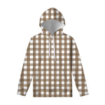 Brown And White Check Pattern Print Pullover Hoodie
