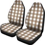 Brown And White Check Pattern Print Universal Fit Car Seat Covers