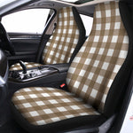 Brown And White Check Pattern Print Universal Fit Car Seat Covers