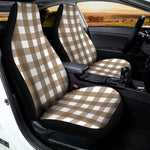 Brown And White Check Pattern Print Universal Fit Car Seat Covers