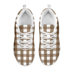 Brown And White Check Pattern Print White Sneakers