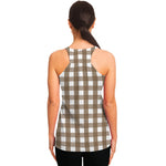 Brown And White Check Pattern Print Women's Racerback Tank Top
