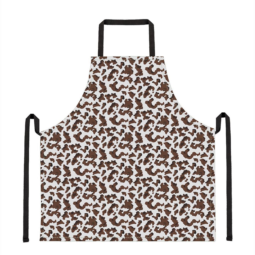 Brown And White Cow Pattern Print Apron